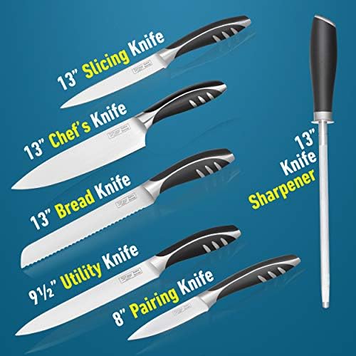 Slitzer Njemačka 7-dijelni Set kuharskih noža, ergonomski dizajniran, kuharski noževi profesionalne klase,