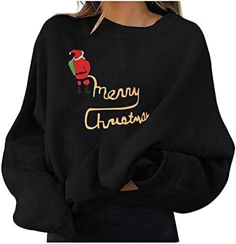 Xiloccer Najbolje ženske božićne grafičke majice Žene smiješni ružni božićni dugi rukav smiješni ispis Vrhunskog