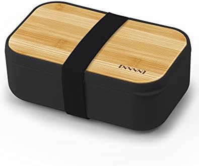 Invani Bento Box kutija za ručak za odrasle - Prirodni bambusni poklopac, pribor za jelo i štapići, mikrovalna