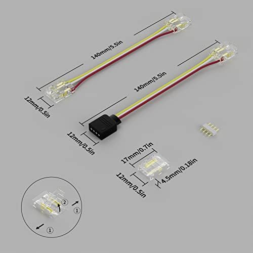 10mm konektori za CCT podesivu COB LED traku 3-pinski komplet za proširenje terminala bez lemljenja, 4pcs