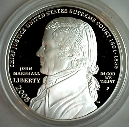 2005 P Šefovina Justice John Marshall 250. godišnjica Komemorativni srebrni dolar američki kovnica DCAM