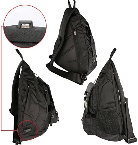 Larswon Sling torba s USB portom za punjenje, remen ruksak USB, ruksak ramena, velika torba za križanje,