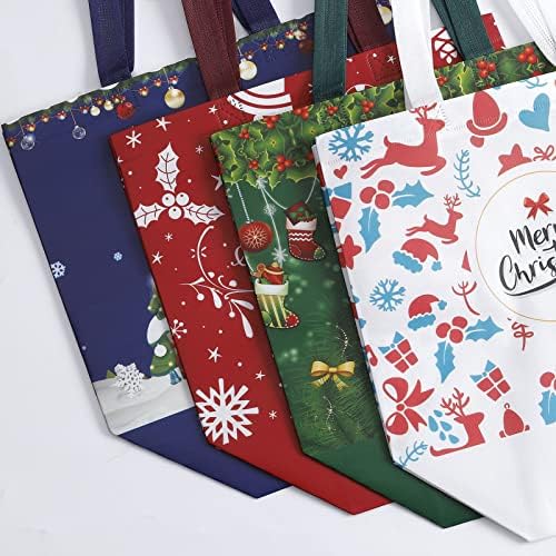 Božićne poklon torbe 16 pakovanja, Božićne torbe srednje veličine praznične poklon torbe sa ručkom, netkane