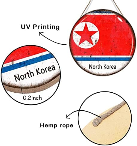 Sjeverna Koreja vješalica za dobrodošlicu Sjeverna Koreja zastava Rustikalna seoska kuća Wood plaket Sign