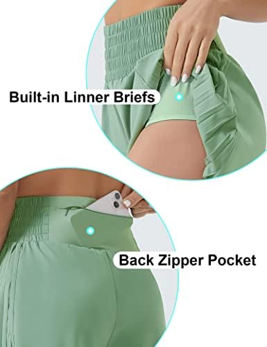 Teretana Ljudi Žene Visoki struk Shorts Boide Nasled atletske kratke hlače s džepom Zip džepa