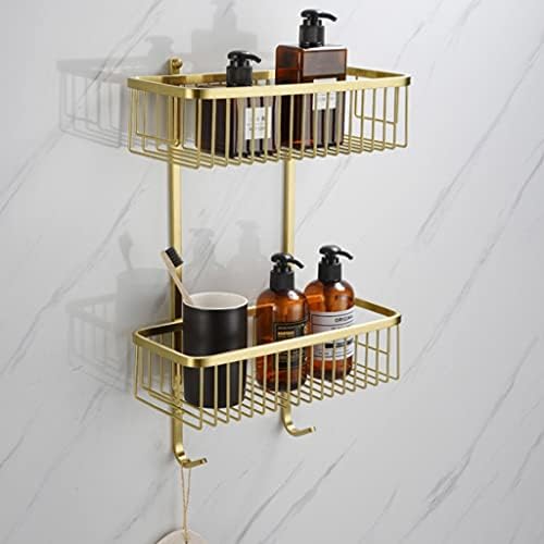 Uxzdx kupatilo dvostruko polica za skladišni nosač od nehrđajućeg čelika brušenog zlata kupaonica tuš gel šampon stalak