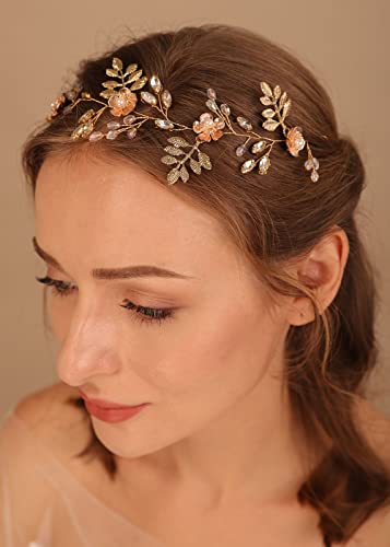 Denifery Gold Flower Hair Vine Gold Bridal Vine Gold Bridal list frizura cvijet vjenčanje kosa nakit za