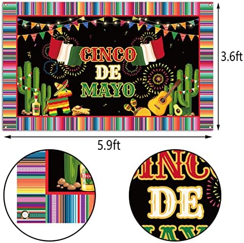 Cinco de Mayo Backdrop Mexican Hat's Fiesta Party Viseća znakova Pozadina zidnih ukrasa