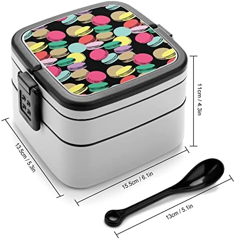 Šareni makarons Bento kutija Dvostruki sloj za ručak sa all-u-jedan sa kašikom za pečenje za piknik
