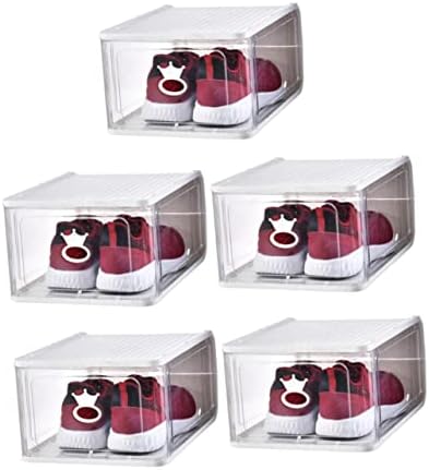 Brewix 5pcs Kutije Siva spavaća soba ispod veličine Kanti Transparent Storage Organizator spremnika Plastični CLOUS kućni kućni cipela za čiste cipele odvojive male cipele (boja: bijela, veličina: 31,5x