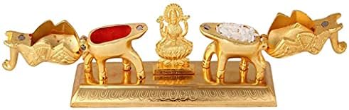WC | Boginja Lakshmi Slephant Oblik Roli Chawal Box | Zlatni elektroplanirani mesing kumkum sindoor dibbi