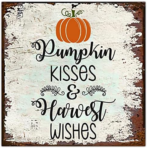 Bundekkin poljupci Želje Limen METNAT Znak Happy Halloween Prednja vrata Sigurno jesen Rustikalni viseći
