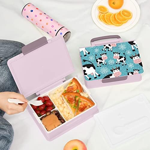 MccIver krave Snowflakes Bento kutija za ručak sa ručkom sa ručkom prenosni dječji ručak s kašikom vilica