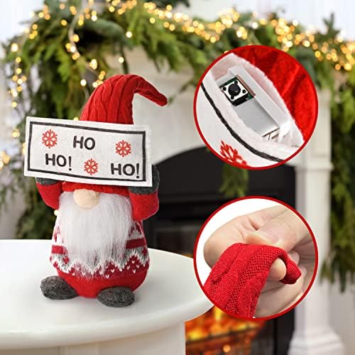 Mocoosy 2 pakovanje svijetli božićni gnome plišani ukrasi, ručni švedski Tomte Gnome ukrasi sa LED-om, osvjetljavanje