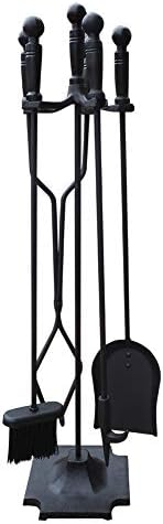 Set alata za kamin od crnog kovanog gvožđa sa piramidalnom bazom, rustikalni Fireset Firepit set alata sa