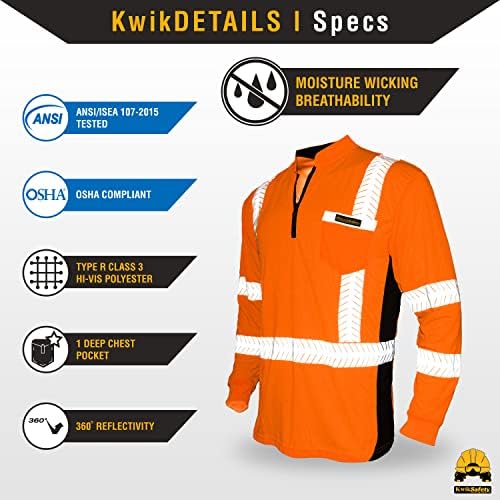 Kwiksafety - Charlotte, NC - Premium sigurnosne majice s dugim rukavima [vrat posade, dugme i zip ovratnik]