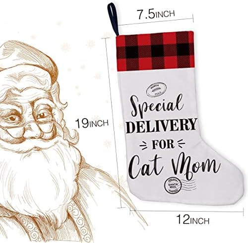 Golsoo posebna dostava za mamu mamu Burlap Božićna čarapa mačka dama Božić viseći čarape za kućni kamin ukras