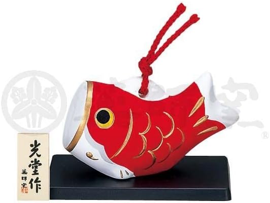 薬師窯 薬師窯 Yakusigama 5500-R-R Nishiki Koi Streamer, zemljani bell, crveni, festival, povoljan artikl, proslava,