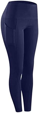 Ženske hlače visokog struka s džepovima sa džepovima Tummy Control Workout Hlače Čvrsto osnovne rastezanje atletske joge gamaše
