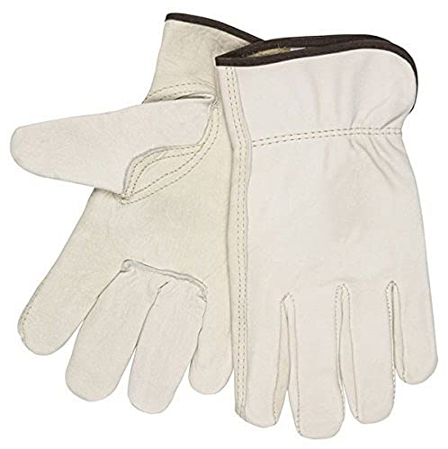 MCR sigurnost 3211L kožne rukavice od kravljeg zrna s ravnim palcem, velikim, bijelim