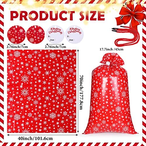 2 kompleta 70 x 40 inča Jumbo Božić poklon torba crvena bijela pahulje poklon pakovanje torbe Extra veliki