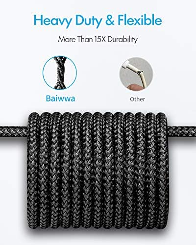 Baiwwa [ 15ft/4.6 m ] Extra Long USB C kabl, Premium najlon pleteni USB A Do Tip C kabl za punjenje kompatibilan
