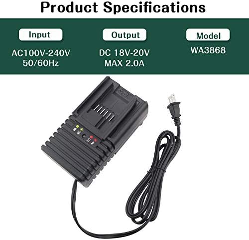 WA3868 20-voltni litijumska zamena za brzu punjač za WORX kompatibilan sa Worx 18V / 20V baterijom WA3868