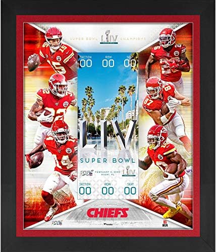 Kansas City Chiefs Framered 23 x 27& 34; Super Bowl LIV Champions Floating Ticket Collage-NFL team plakete