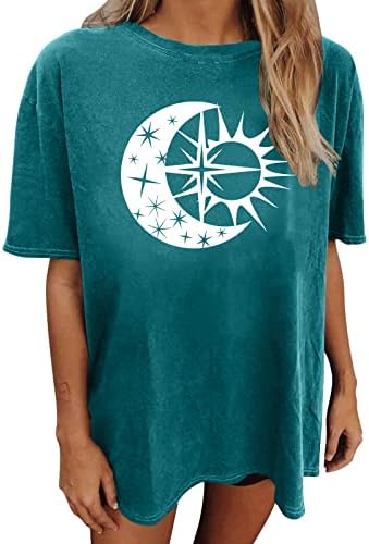 Žene 2023 Modni vrhovi Sun and Moon Vintage Majica Y2K Bluzes Ljetna kauzalna tunika Majica Grafički tees