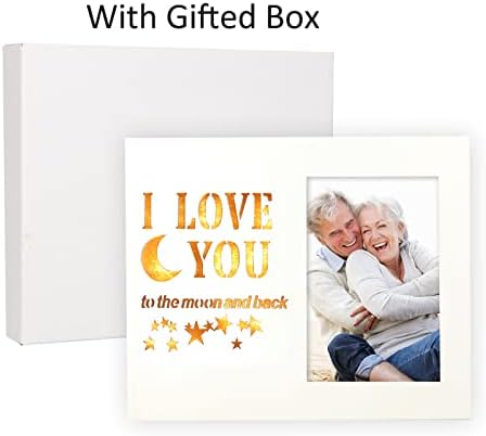 Aleiport Love Picture Frame Wood Božićni pokloni-4x6 parovi vole poklone za njega/nju, Volim te do Mjeseca