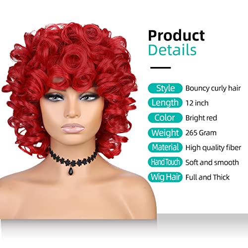Fancy Hair kratke labave kovrčave perike za crne žene Crvena Kinky Curly Bouncy Fluffy velika kovrčava perika