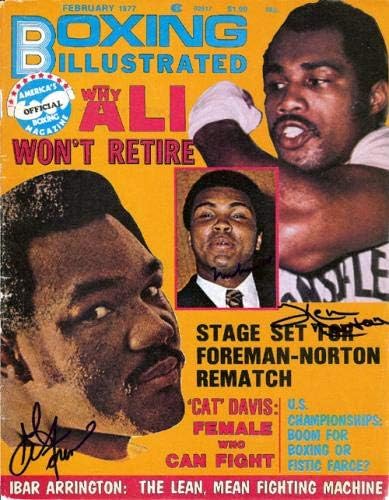 Muhammad Ali, George Foreman & Ken Norton potpisanim Boxing Illustrated Magazine Cover PSA/DNK S01539-potpisanim