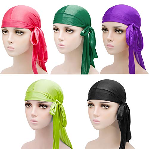 5 komada svilenkaste durag kape, elastična dugačka repa svilenkasti durag kape glava za žene meka glava