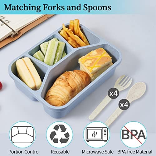 XHONGZ 4 pregradni obrok priprema za ručak za odrasle, 4 paket Bento ručak kutija, izdržljiva BPA besplatna