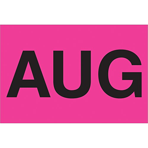 Tape Logic® naljepnice za mjesece u godini, avgust, 2 x 3, fluorescentno ružičasta, 500 / rola