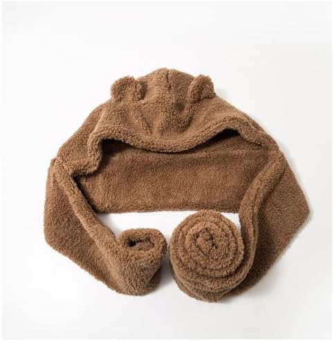 Žene Kawaii Beand Ear Beanie Šal 2 u 1 - Slatka zimska toplo Sherpa zgušnjava Fuzzy Japanski Fluffy Knit