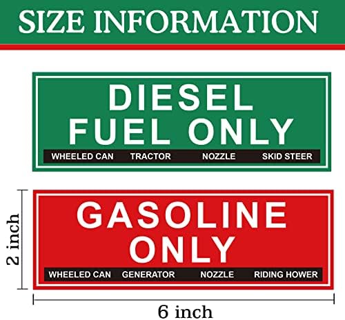Dizel Samo naljepnica Sign 2 x 6 inča Samo naljepnica za benzin Ljepilo vodootporno gorivo može naljepljivanje za kamione, traktore, strojeve i opremu 12 paketa
