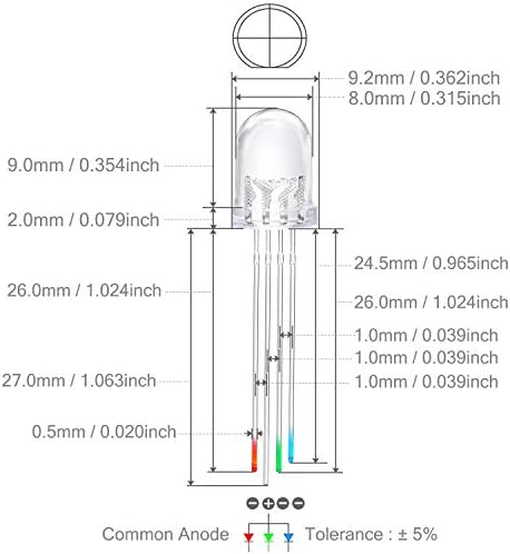 Chanzon 50 kom 8mm RGB višebojna LED Diodna svjetla uobičajena anodna 4-pinska sijalica sijalice elektronske