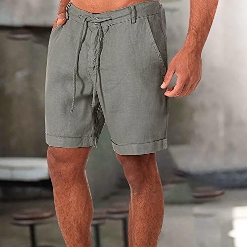 Dudubaby muški kratke hlače Sportske pamučne posteljine Ležerne prilike Ležerne prilike Casual Pajamas džep