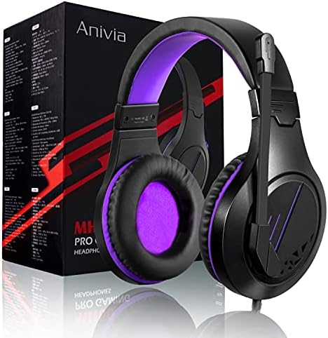 Anivia Gaming slušalice Stereo slušalice sa mikrofonom kontrola jačine zvuka kompatibilne sa Laptop PC Mac PS4 telefonima Xbox ones / X kontroler-ljubičasta