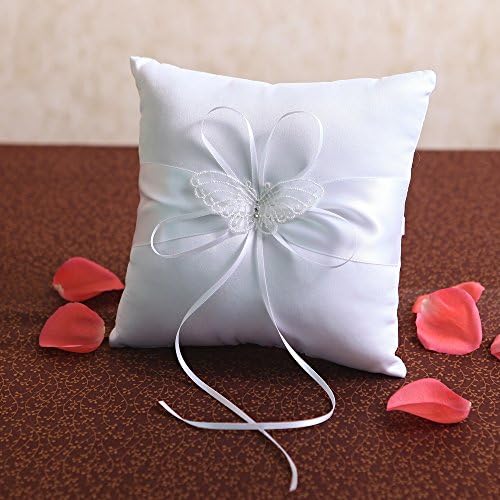 KateMelon jastuk za nosače prstena sa čipkastim leptirom, 8-inčni, bijeli