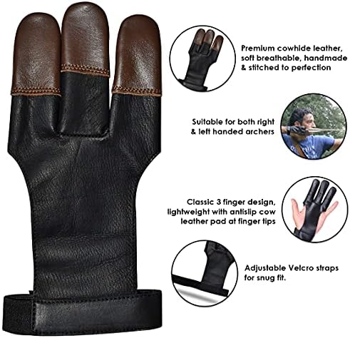 Univerzum streličarstvo kožna Streličarska rukavica / ručno rađena lovačka rukavica s tri prsta / Rekurvirani