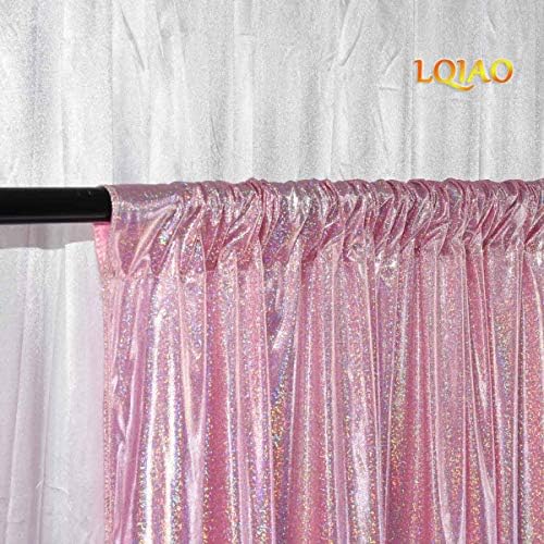 LQIAO Laser Pink 5x10ft Backdrop Shimmer holografska zavjesa od tkanine / pozadina fotografija u pozadini
