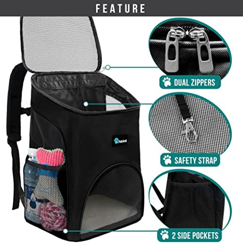 PetAmi Premium pet Carrier ruksak za male mačke i pse | ventilirani dizajn, sigurnosna traka, podrška za