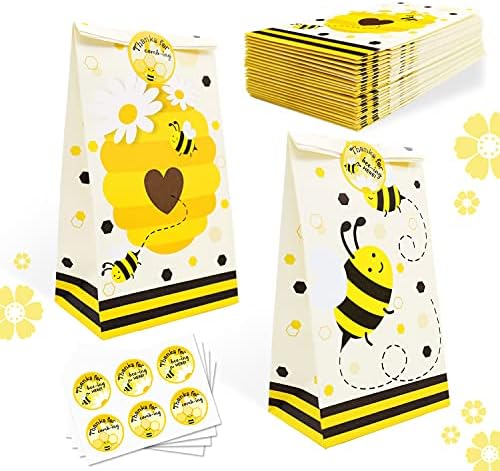 24 paketa medene pčele bombonske torbe za bombone s zahvalnicima naljepnica, Bumble Bee Goodie torbe liječe
