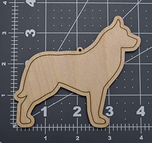 Set od 6 nedovršenih sibirskih haskija, laserski rezani drveni oblik ukrasa za pse-proizvedeno u SAD-u-širine