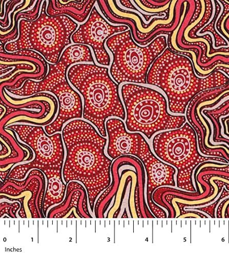 Meteors Red australijski Aboridžina Heather Kennedy M s tekstila pamuk BTY
